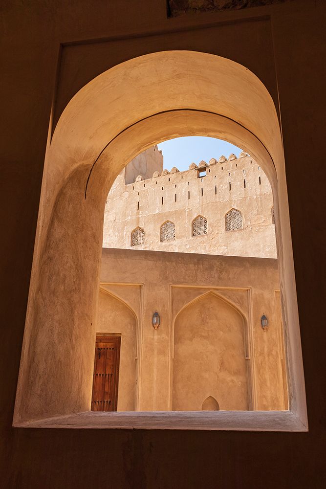 Middle East-Arabian Peninsula-Oman-Ad Dakhiliyah-Bahla-View through a window in Jabreen Castle